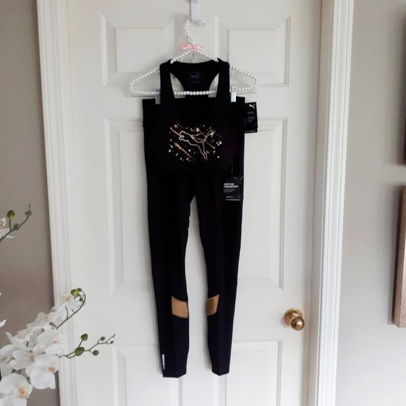 Black and Gold Women's Athletic Leggings - Picture 7 of 7